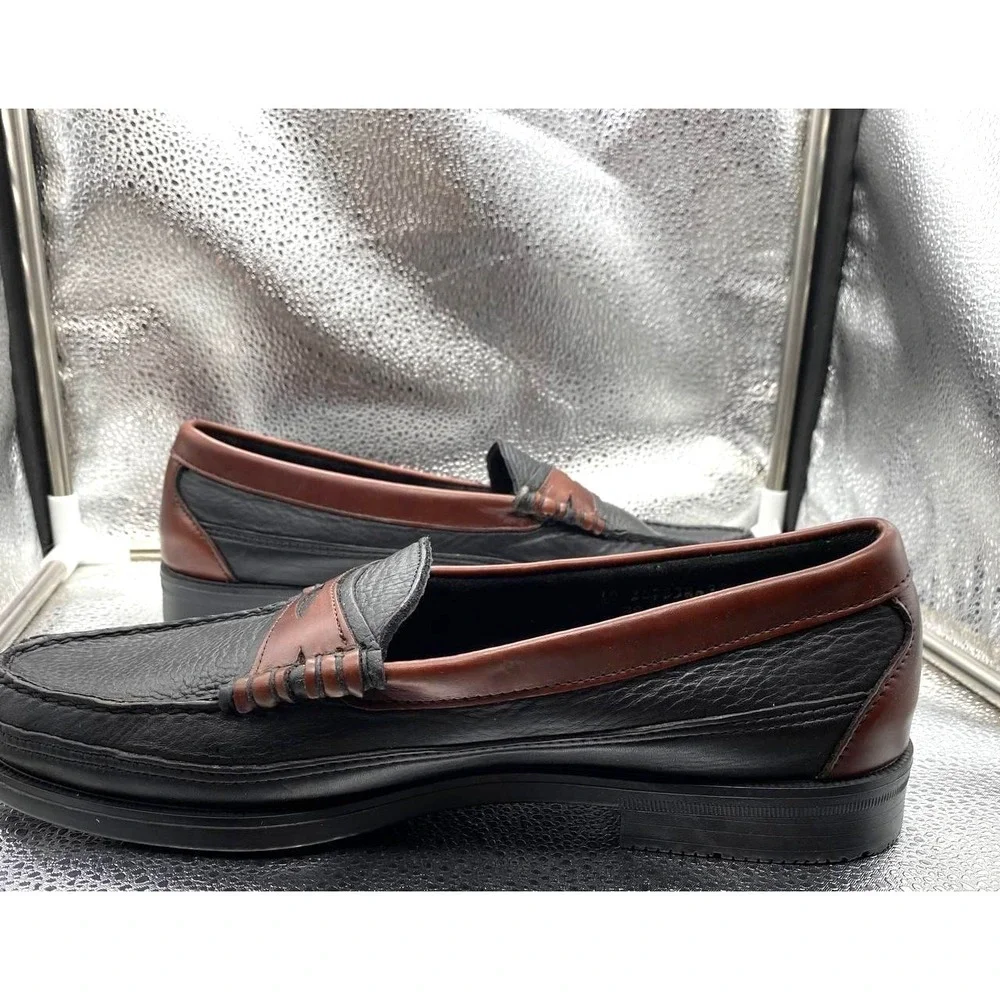 Sebago Broadway 91-7063 Two-Tone Black Brown Leather Penny Loafers Men 10 3E Box